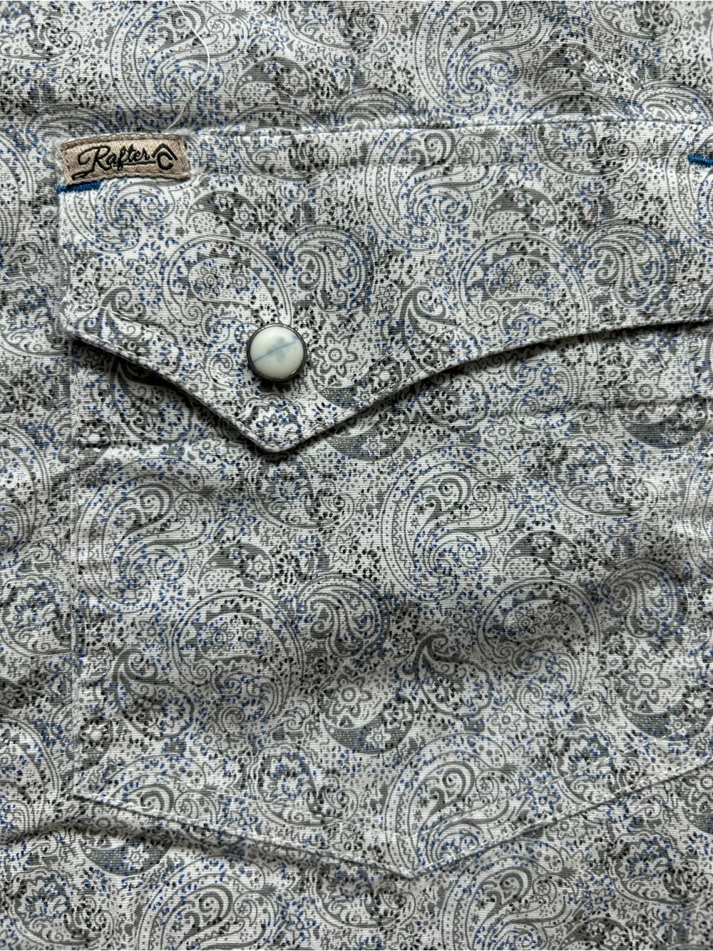 Rafter C Men’s Western Pearl Snap Button-Down Paisley Grey Shirt Size XL - Picture 11 of 12